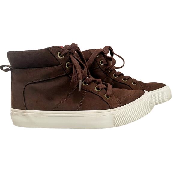 Old Navy Brown Suede High Top Lace Up Shoes Boys Size 13 - Picture 1 of 8